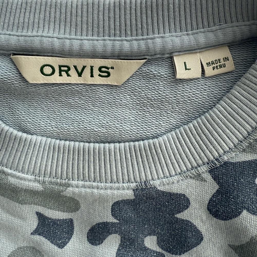 Orvis Womens L 100% cotton camo sweatshirt